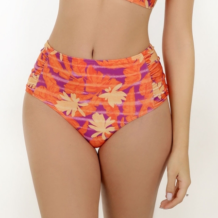 Tanga Hot Pants Recorte Lateral Estampada - 32.Laranja