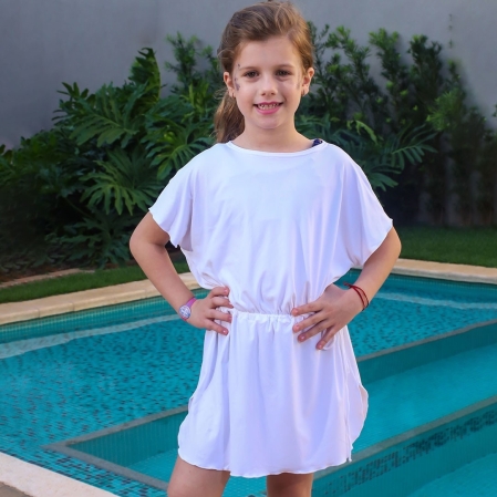 Vestido de Praia Kids - proteção UV50+ - 10.Branco