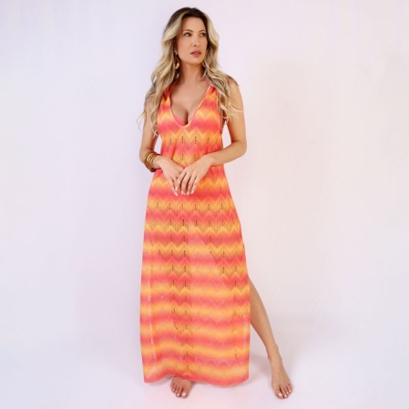 Vestido de Praia Longo Rendado