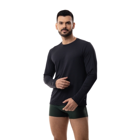 Camiseta Masculina Manga Longa - Proteção UV50+ - 700.Preto