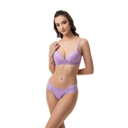 Calcinha Estilo Biquíni com Renda - 5345.Lavanda