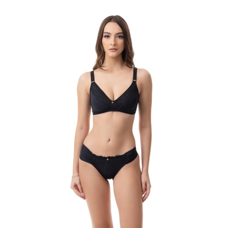 Sutiã  Plus Size sem Bojo com Renda - 70.Preto