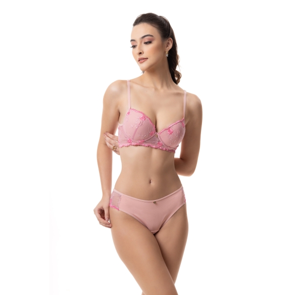 Sutiã Meia Taça com Detalhe Bordado