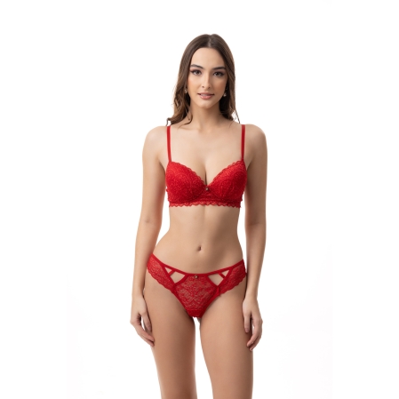 Sutiã todo em renda - 50.Vermelho