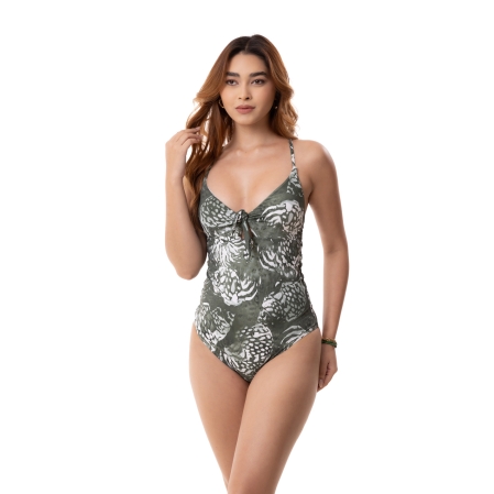 Maiô Alcinha, laço na frente - 85.Verde musgo