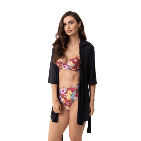 Camisão de Praia Manga 3/4 - proteção UV50+ - 700.Preto